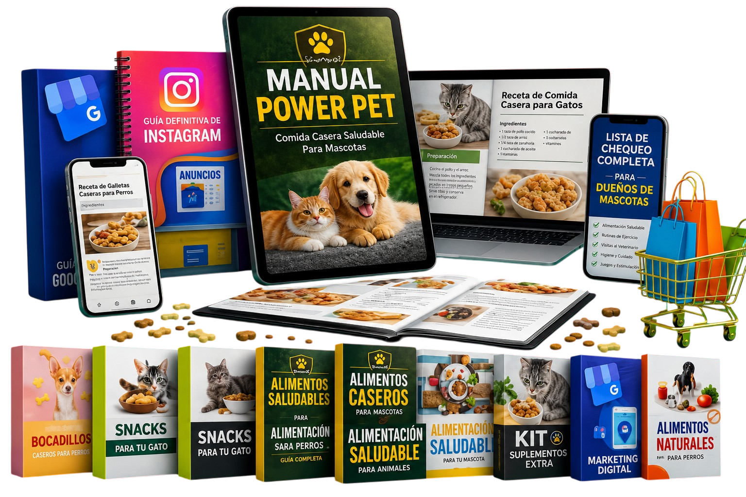 Colección de materiales incluidos en Manual Power Pet